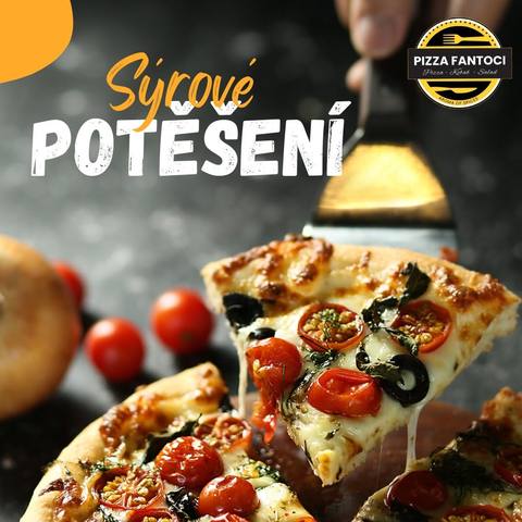 Pizza s rajčaty, olivami a sýrem